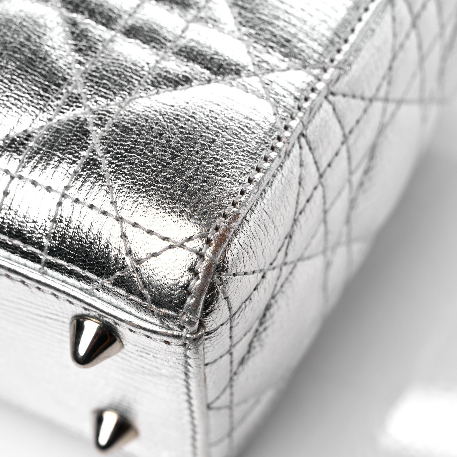 Christian Dior Metallic Grained Calfskin Cannage Small Lucky Badges My Lady Dior Silver 11 of 12