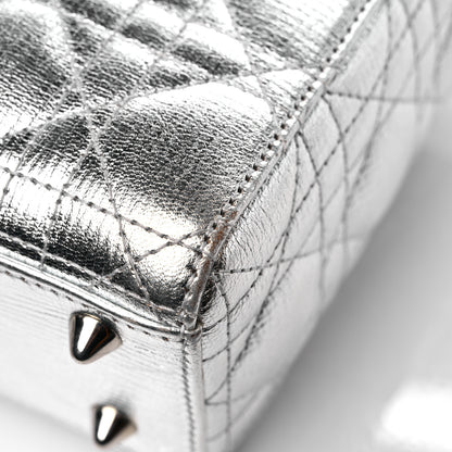 Christian Dior Metallic Grained Calfskin Cannage Small Lucky Badges My Lady Dior Silver 11 of 12