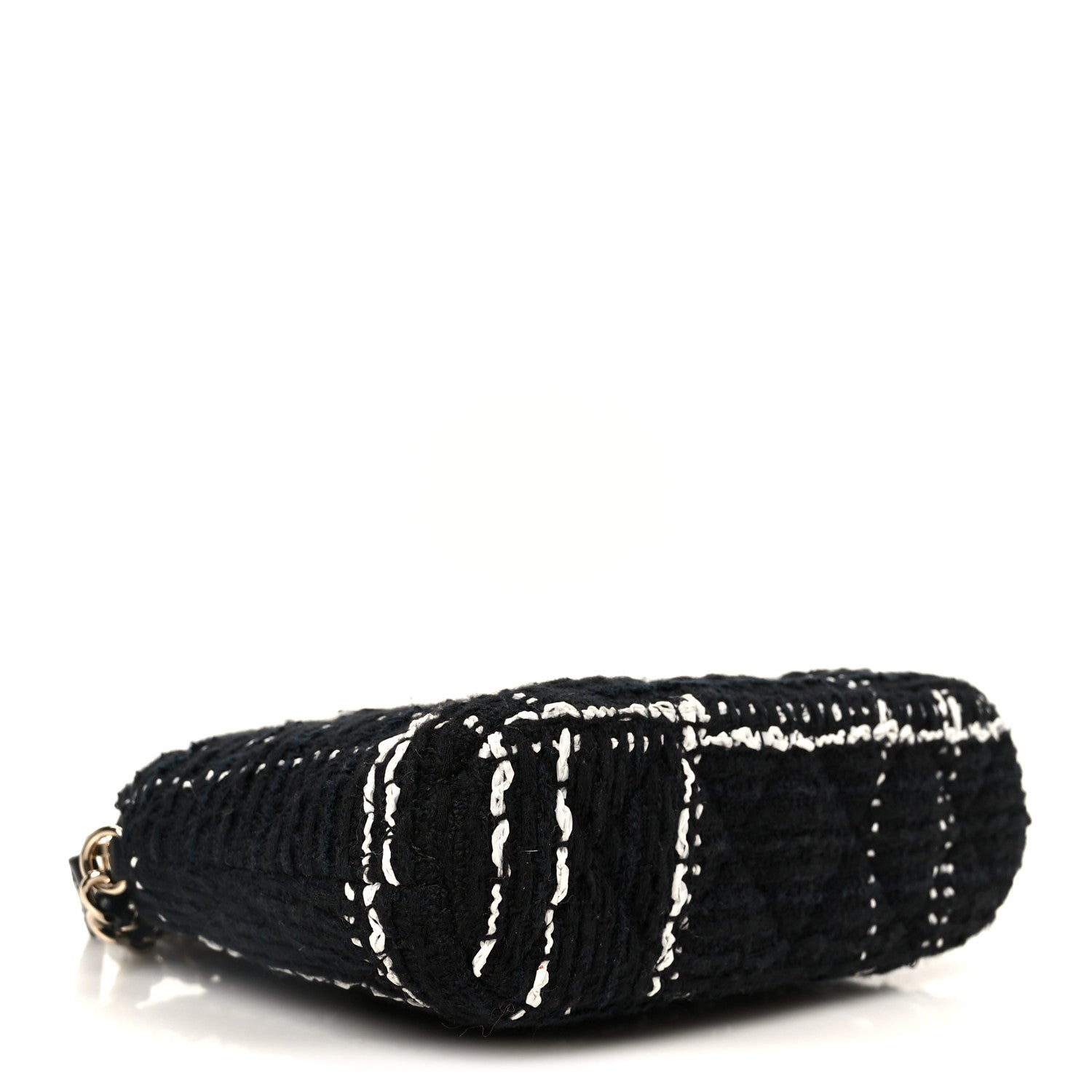 Chanel Tweed Quilted Mini Clutch With Chain Black White 4 of 11