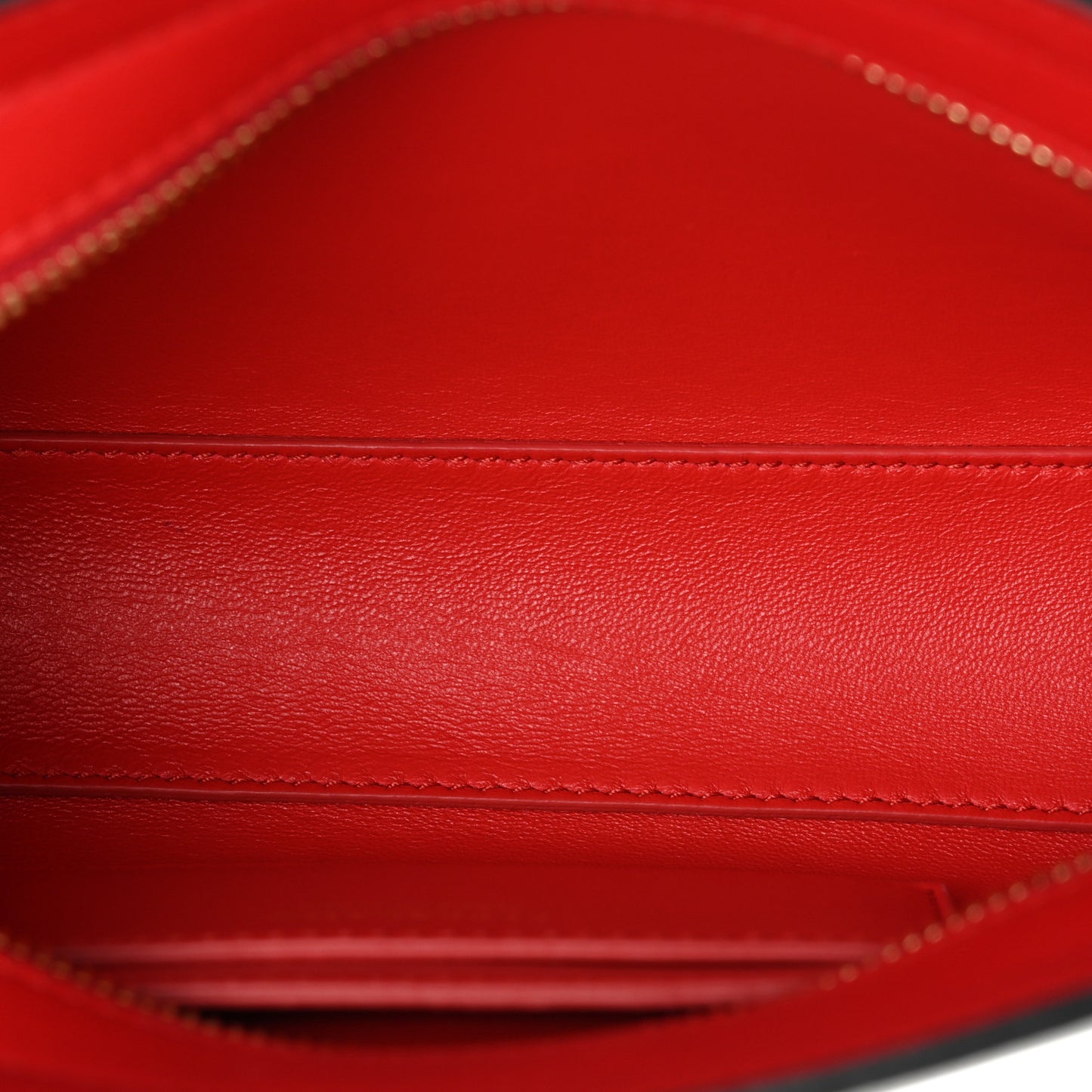 Calfskin Mini Hug Crossbody Bag Black Flame Red