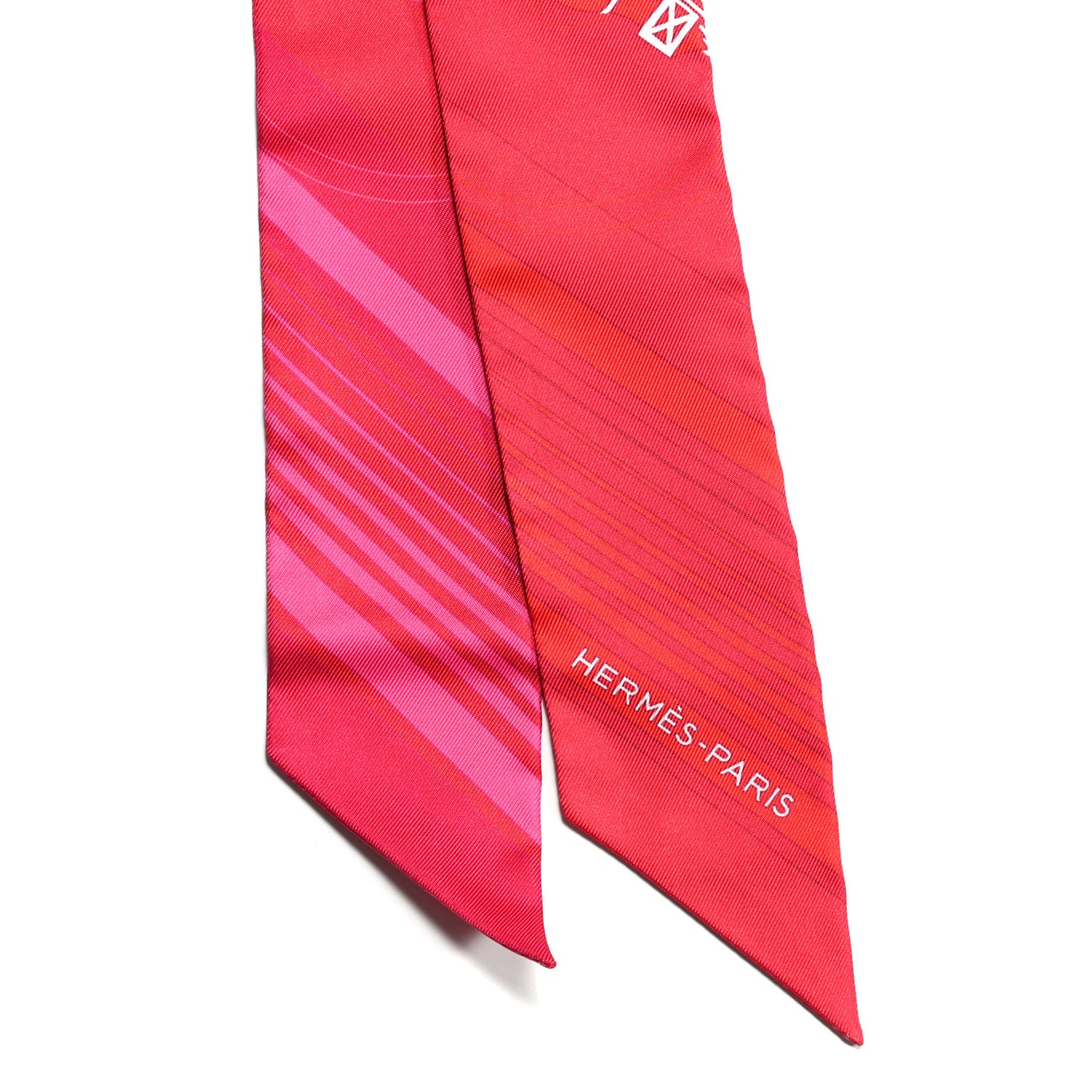 Silk Ex-Libris Twilly Fuchsia Rouge White