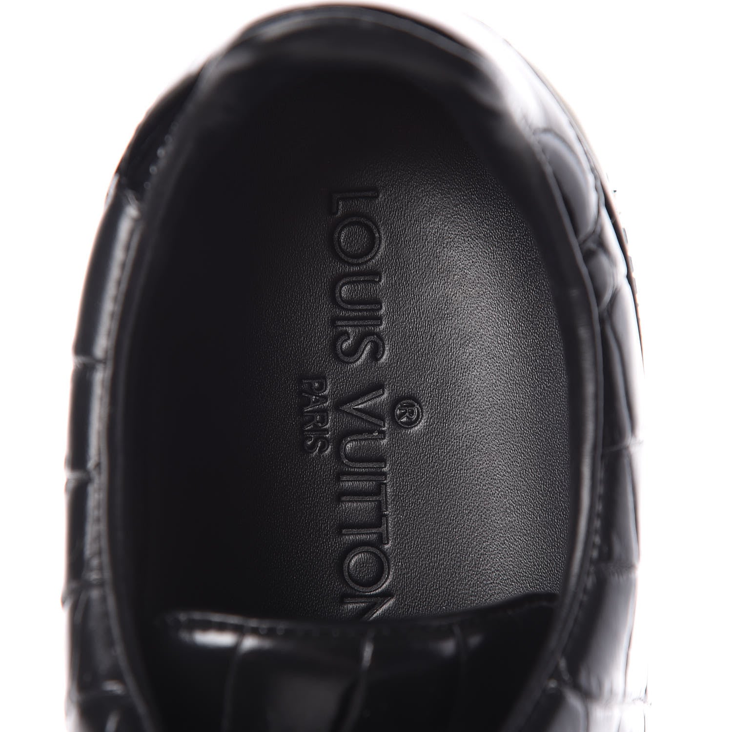 Louis Vuitton Calfskin Crocodile Embossed Frontrow Sneakers 37.5 Black 8 of 13