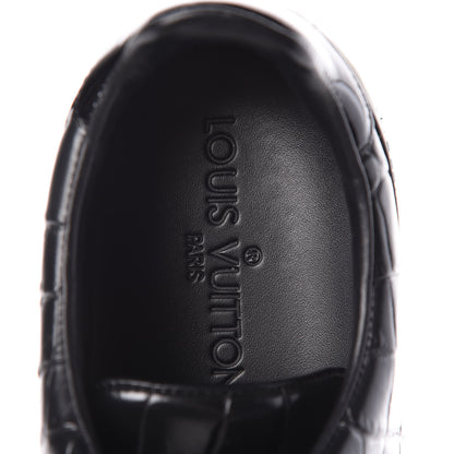 Louis Vuitton Calfskin Crocodile Embossed Frontrow Sneakers 37.5 Black 8 of 13