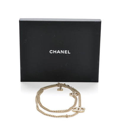 Chanel Quilted CC Long Chain Necklace Gold Pearly White 5 of 5