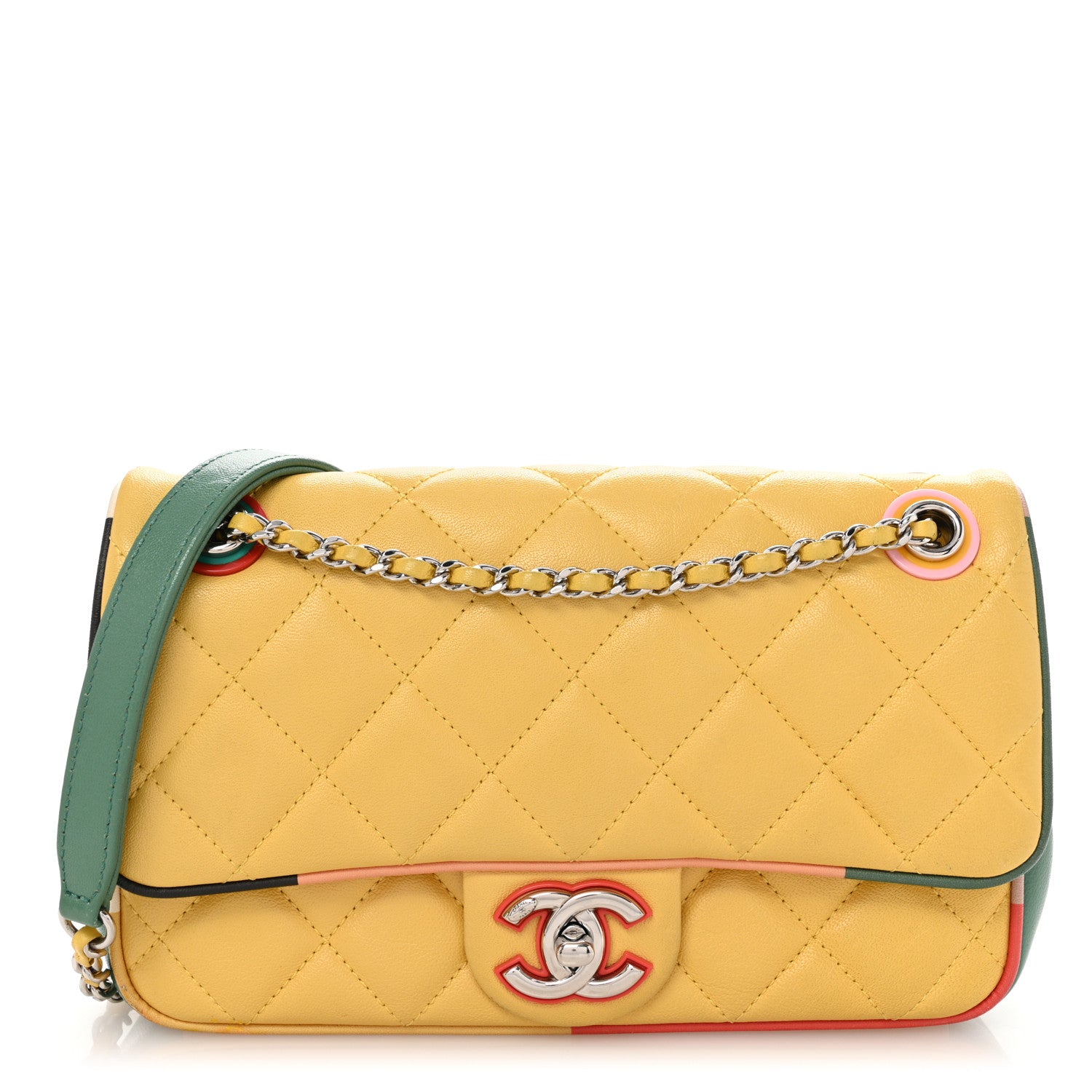Chanel Lambskin Plexiglass Quilted Small Cuba Color Flap Yellow Multicolor 1 of 10
