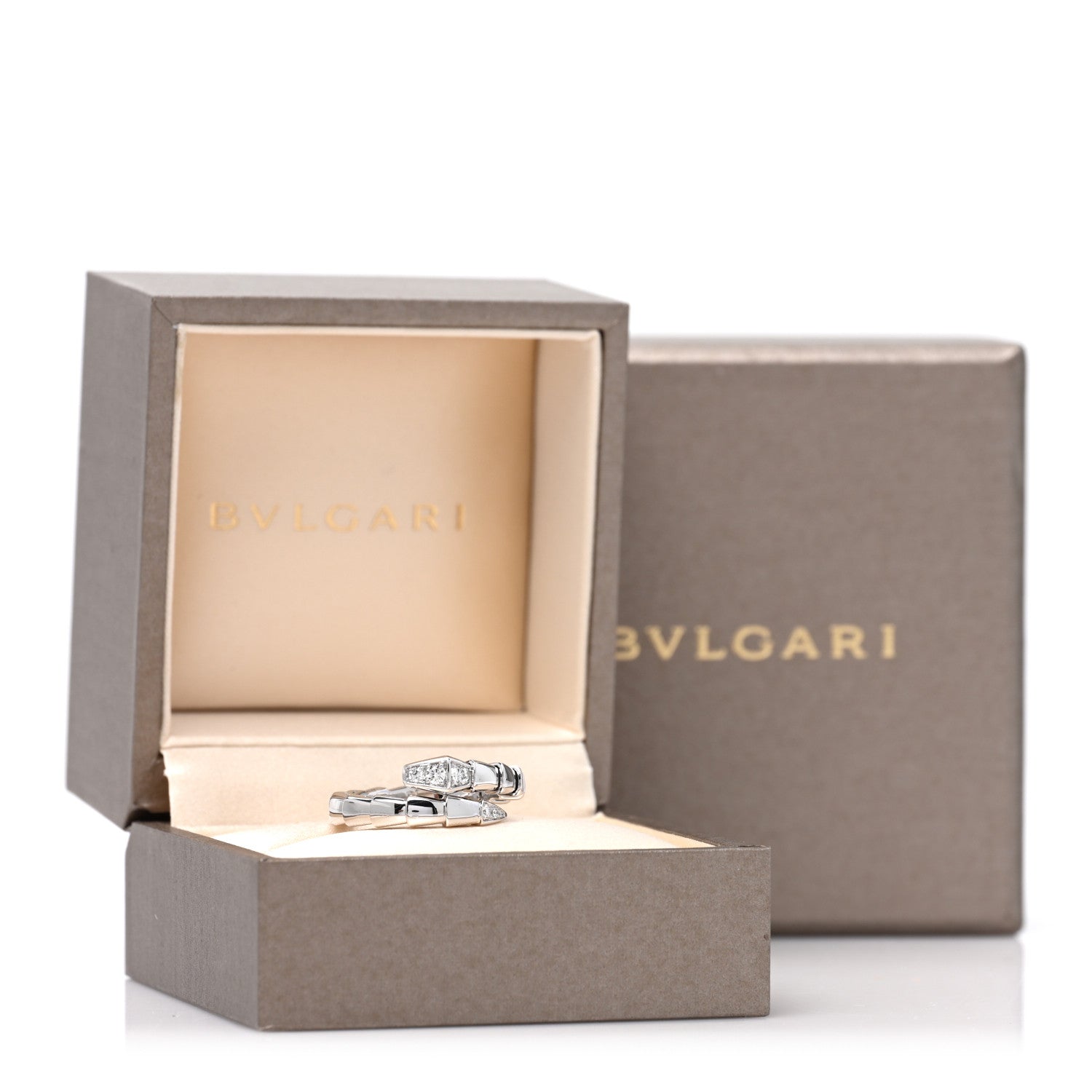 Bulgari 18K White Gold Diamond Serpenti Viper Single Spiral Ring 5 of 5