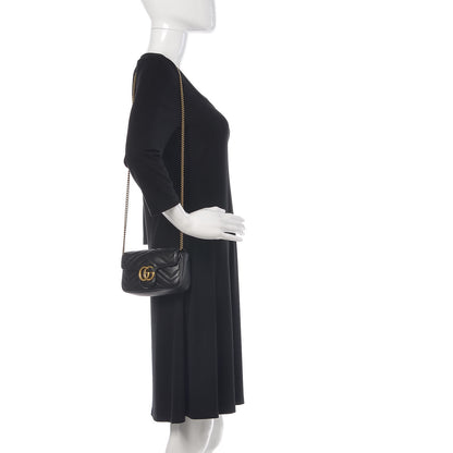 Gucci Calfskin Matelasse Super Mini GG Marmont Shoulder Bag Black 2 of 10