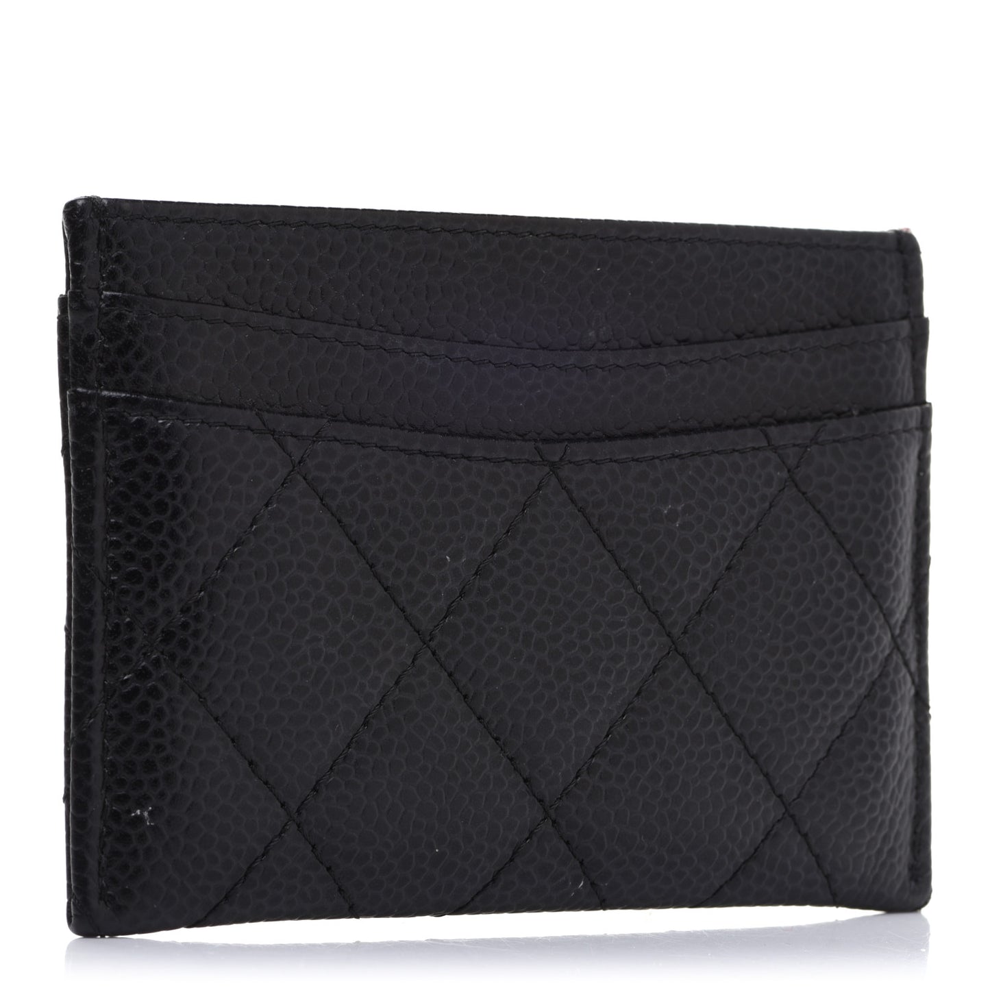 Caviar Quilted Card Holder Black