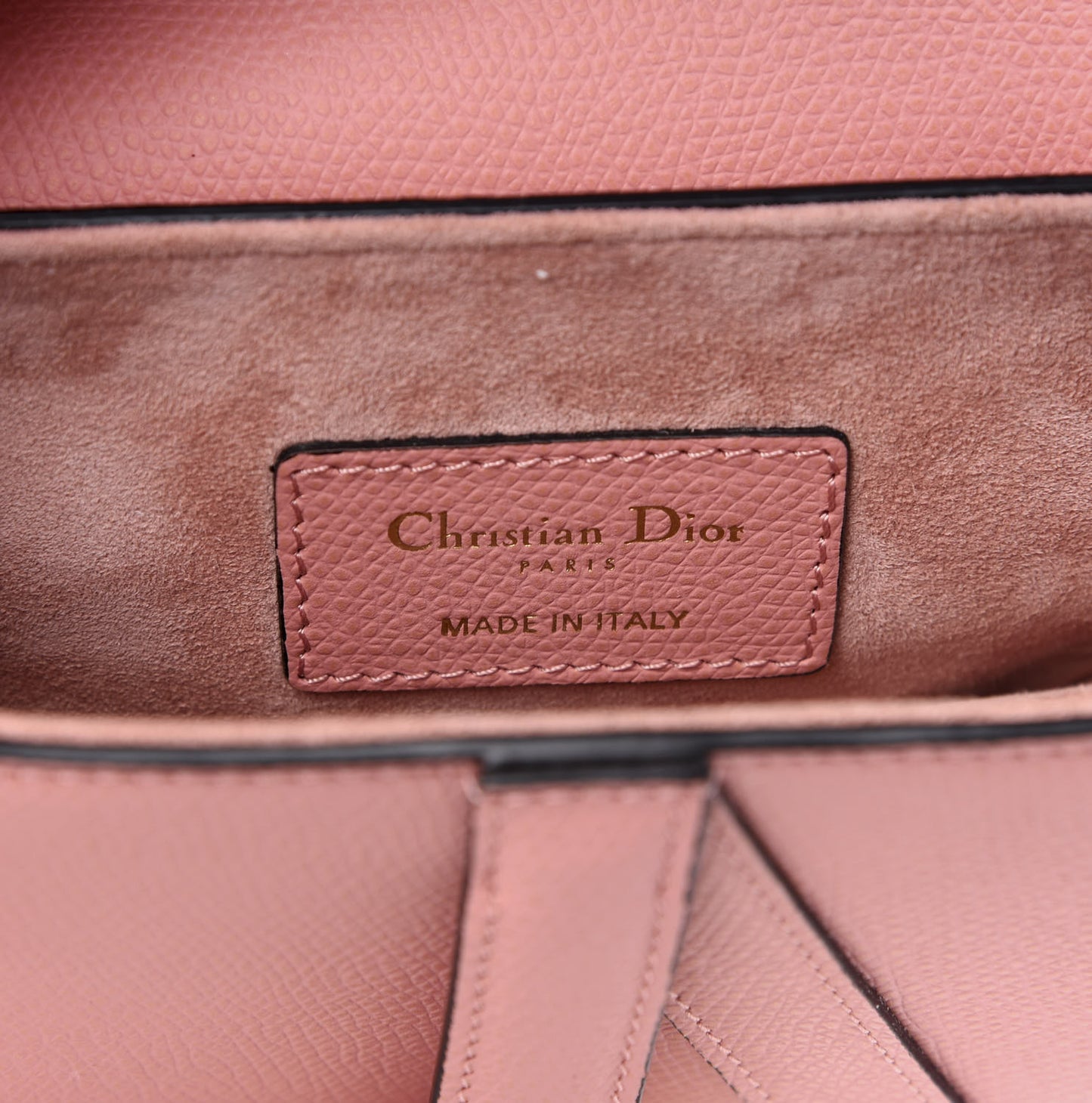 Grained Calfskin Mini Saddle Bag Pink