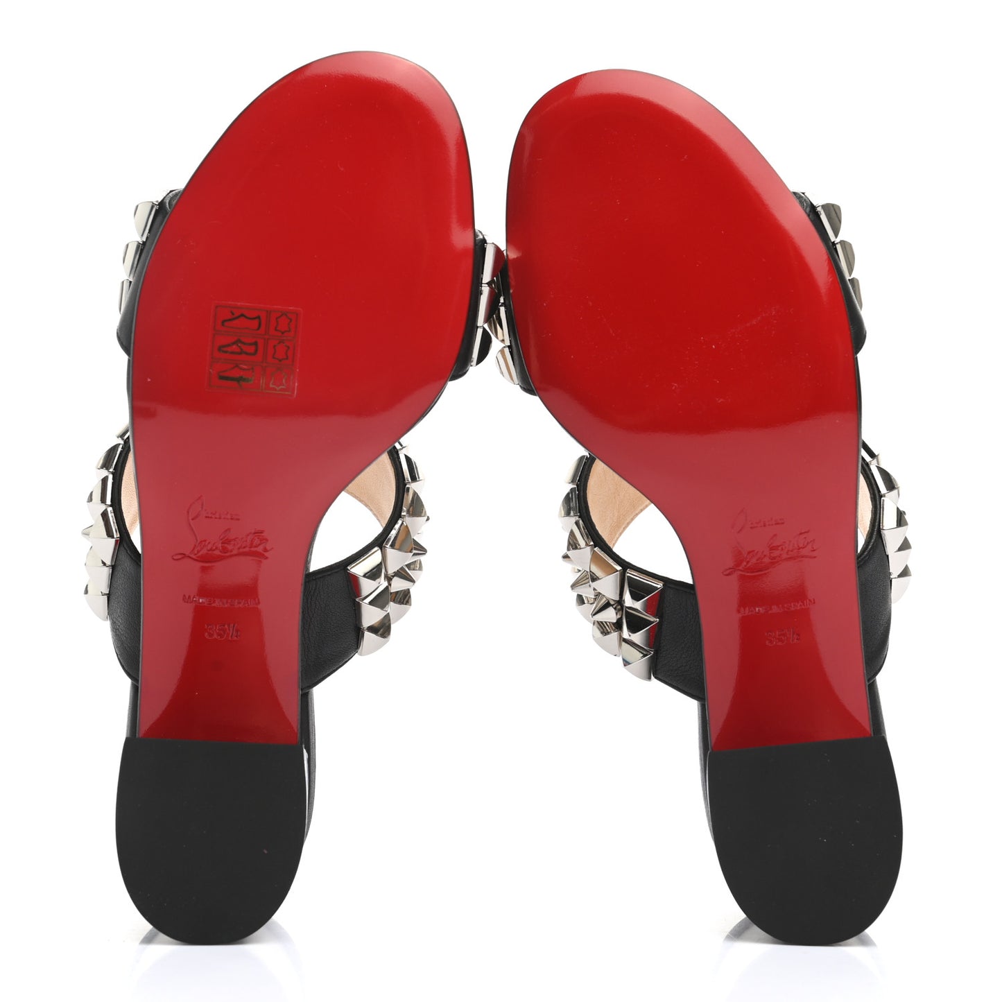 Calfskin Studded Tina Goes Mad 55 Slide Sandals 35.5 Black