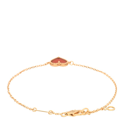 Van Cleef & Arpels 18K Rose Gold Carnelian Sweet Alhambra Heart Bracelet 2 of 4