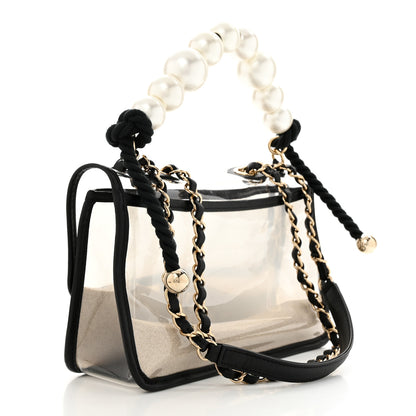 Chanel Lambskin PVC Sand By The Sea Flap With Pearl Strap Black 3 of 12