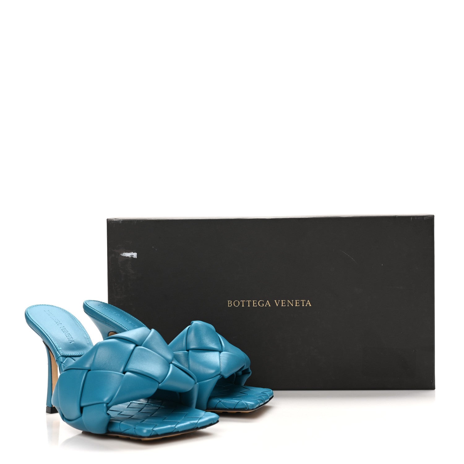 Bottega Veneta Nappa Maxi Intrecciato Lido 90mm Mule Sandals 35 Vintage Blue 9 of 9