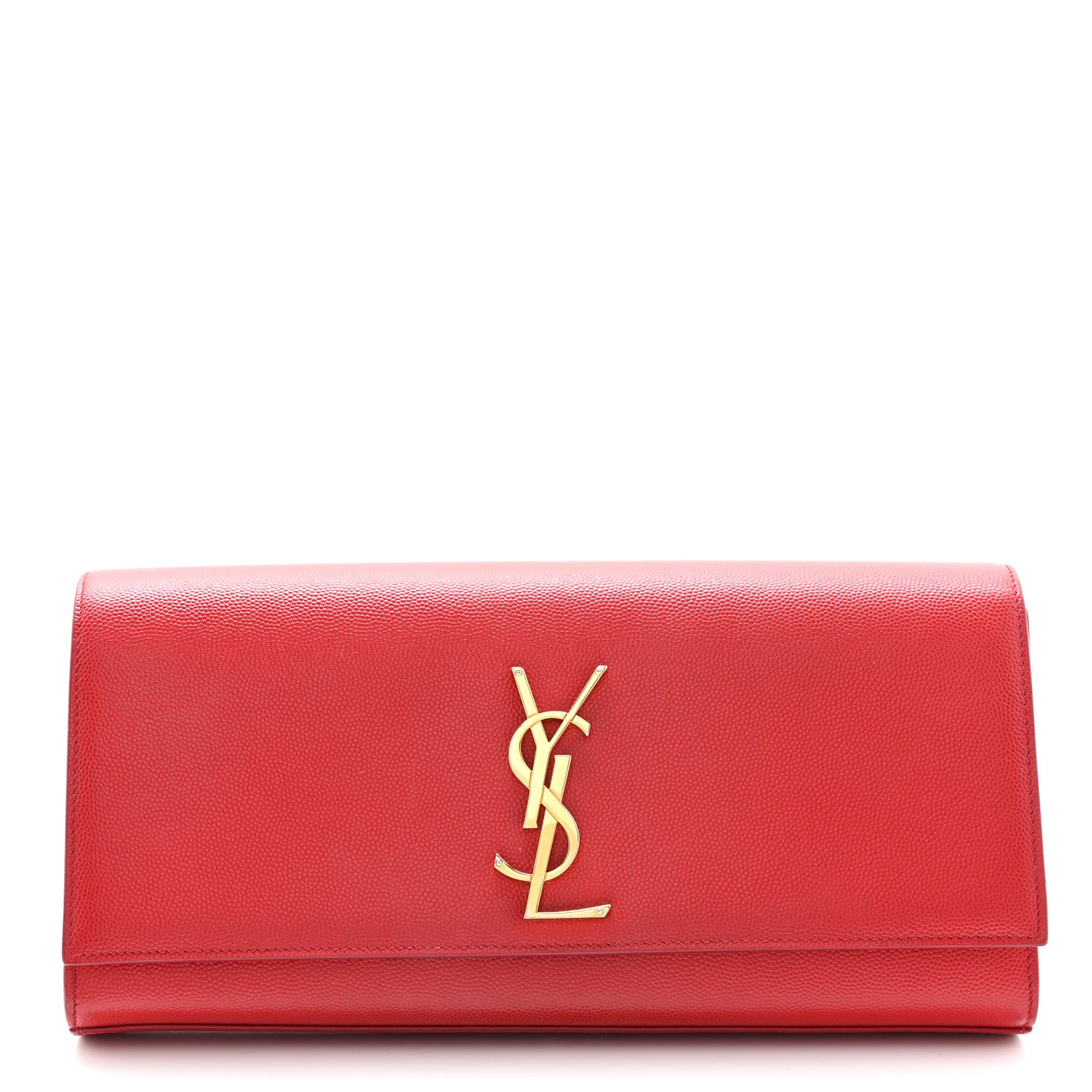 Saint Laurent Grain De Poudre Classic Monogram Cassandre Clutch New Red 1 of 13