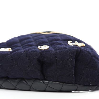 Chanel Wool Lambskin Quilted Paris Hamburg Charms Waist Bag Dark Navy 7 of 10