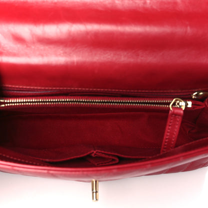 Chanel Calfskin Chevron Quilted Small Coco Handle Flap Red 5 of 10