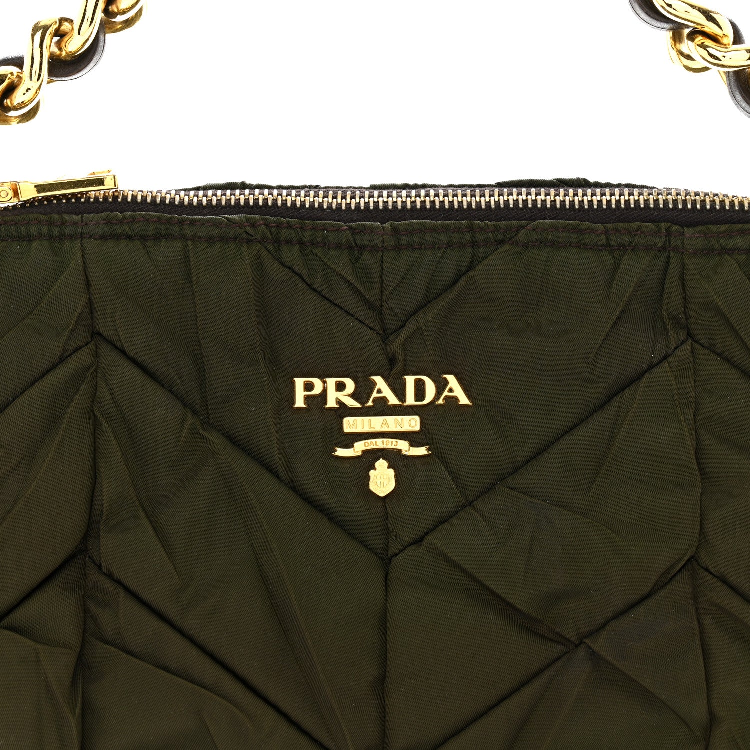 Prada Tessuto Nylon Chevron Quilted Shoulder Bag Green 8 of 11