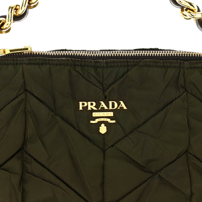 Prada Tessuto Nylon Chevron Quilted Shoulder Bag Green 8 of 11