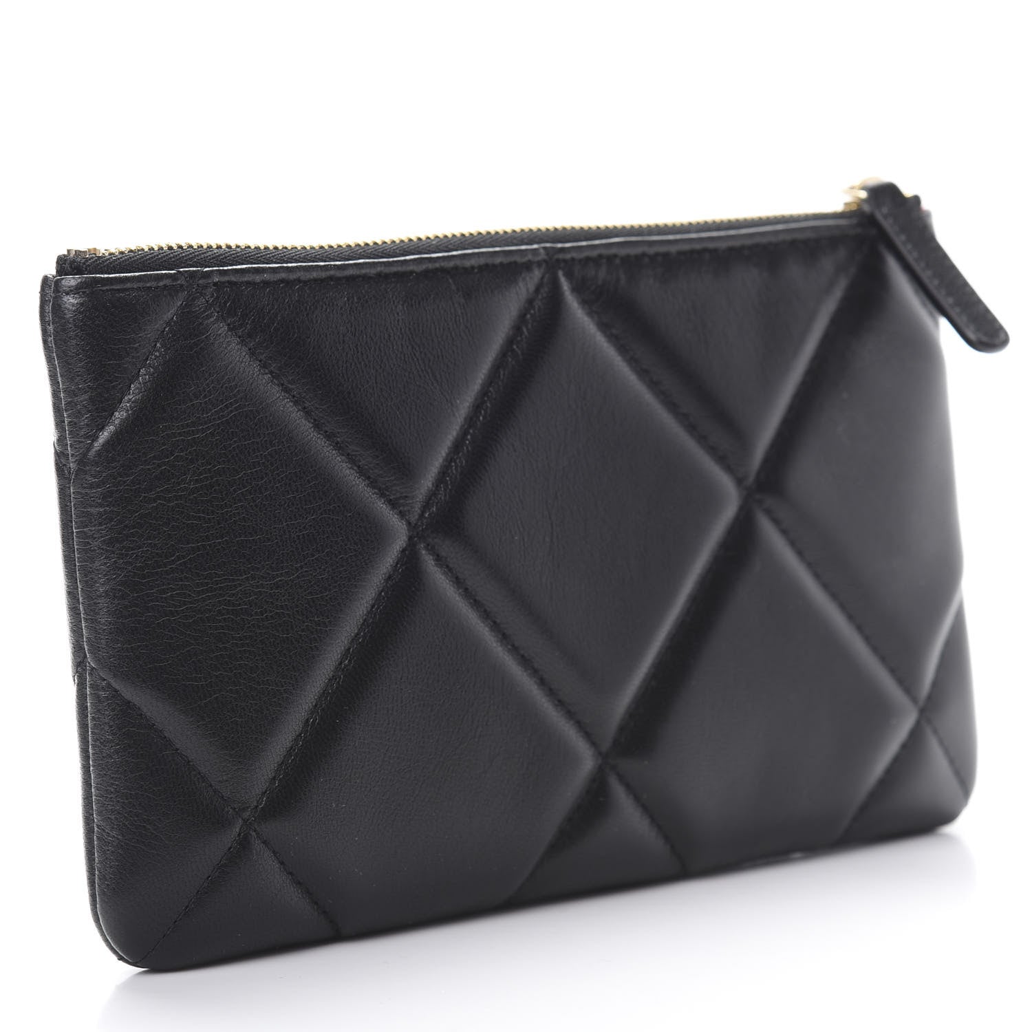 Chanel Shiny Goatskin Quilted Small 19 Pouch Black 3 of 8