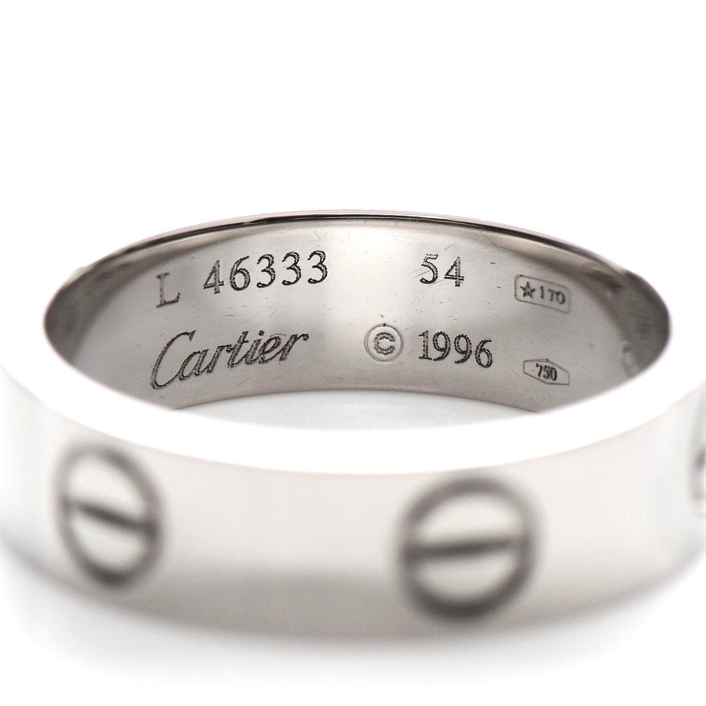 18K White Gold 5.5mm LOVE Ring 54 6.75