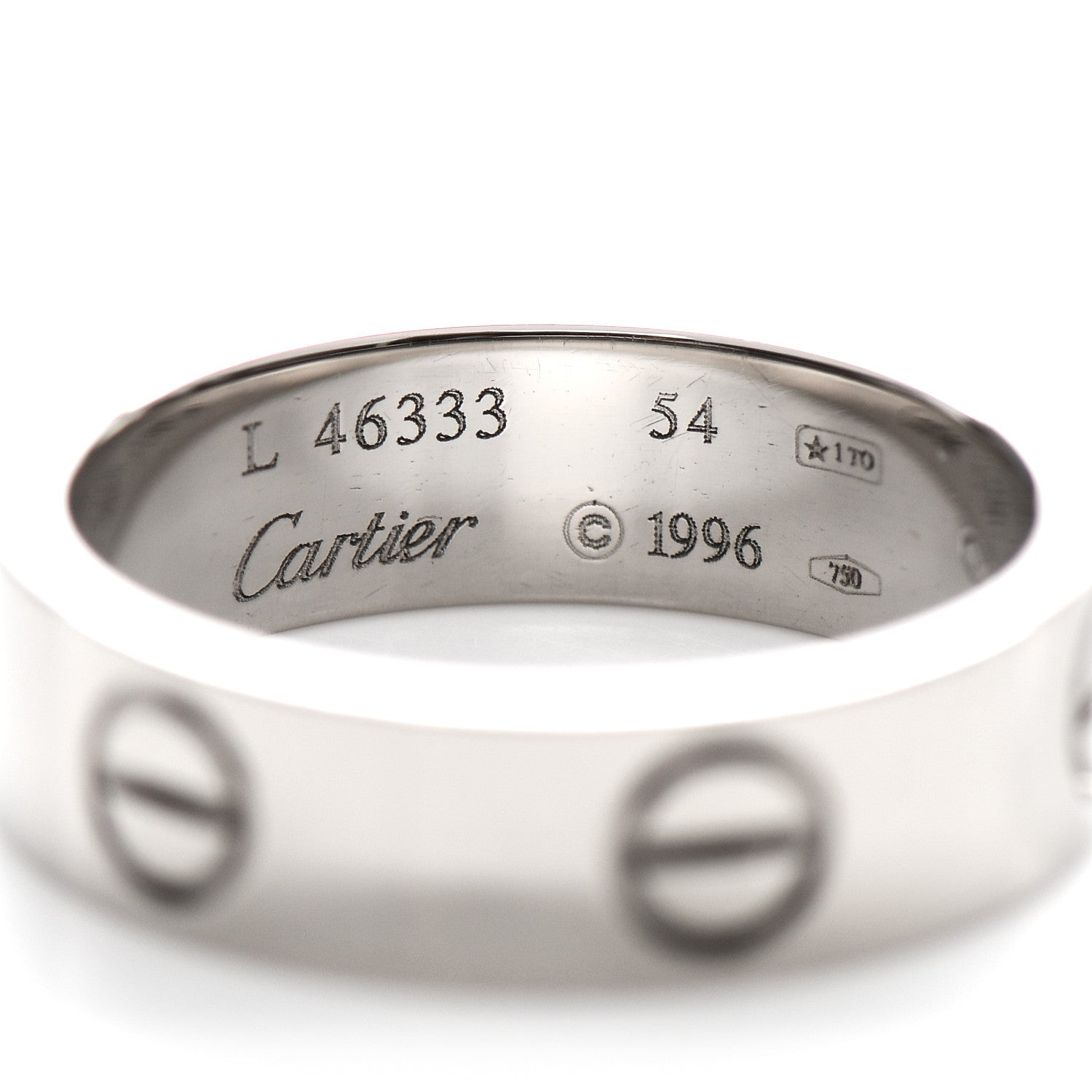 Cartier 18K White Gold 5.5mm LOVE Ring 54 6.75 4 of 4