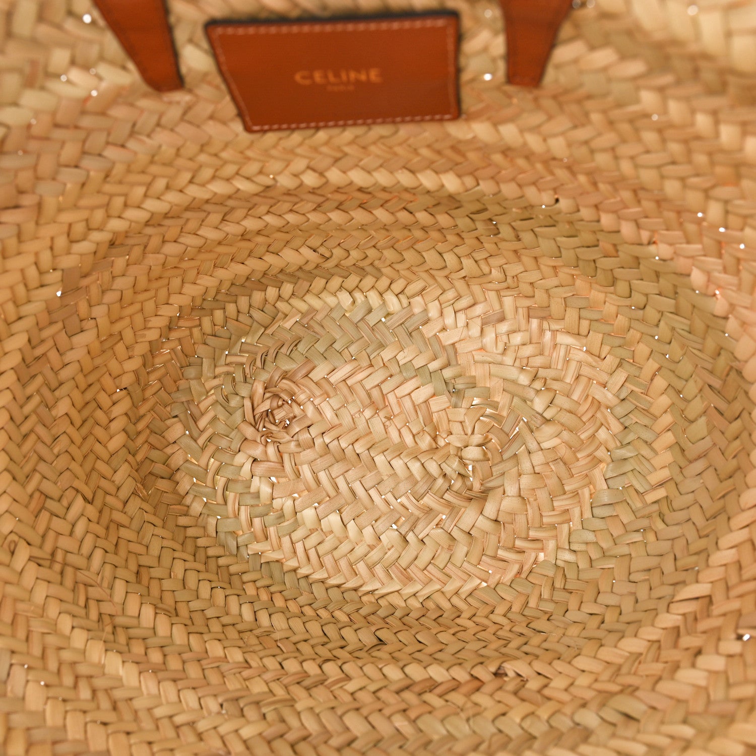 Celine Raffia Calfskin Triomphe Teen Panier Tan 5 of 9