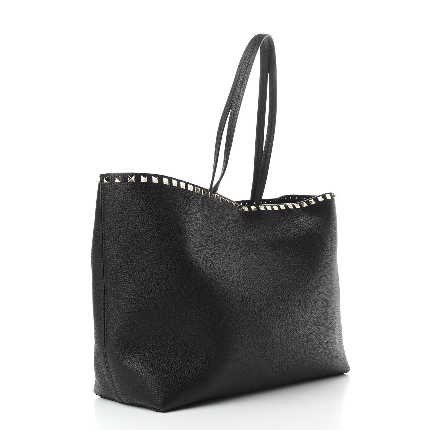 Valentino Garavani Grained Calfskin Rockstud Shoulder Tote Black 3 of 8