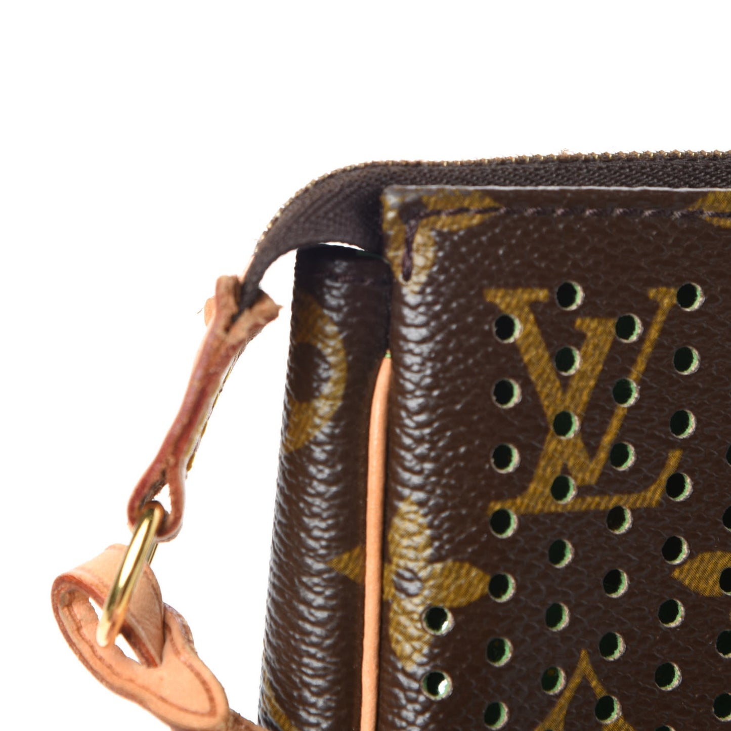 Monogram Perforated Pochette Accessories Bag Green