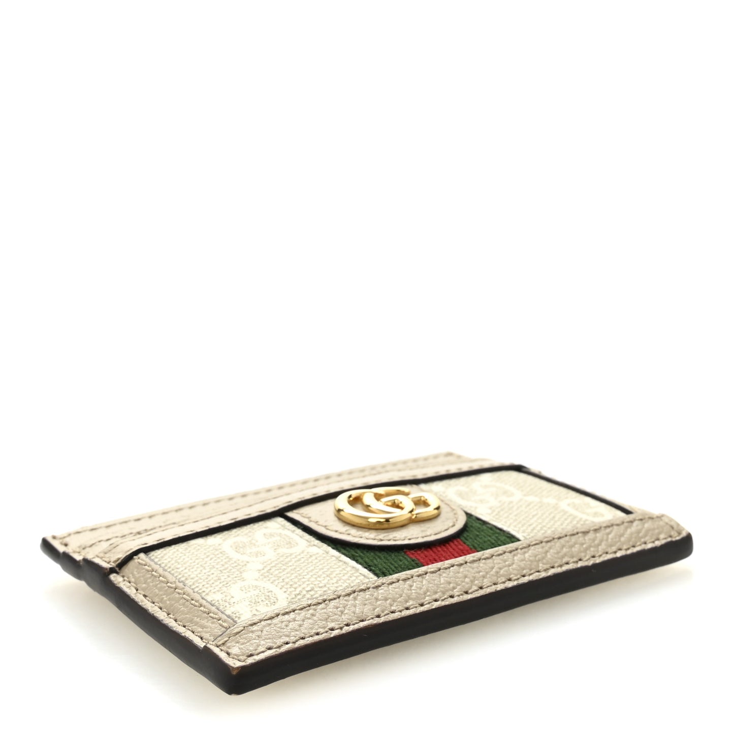 Dollar Calfskin GG Supreme Monogram GG Marmont Card Case Beige Mystic White Oatmeal