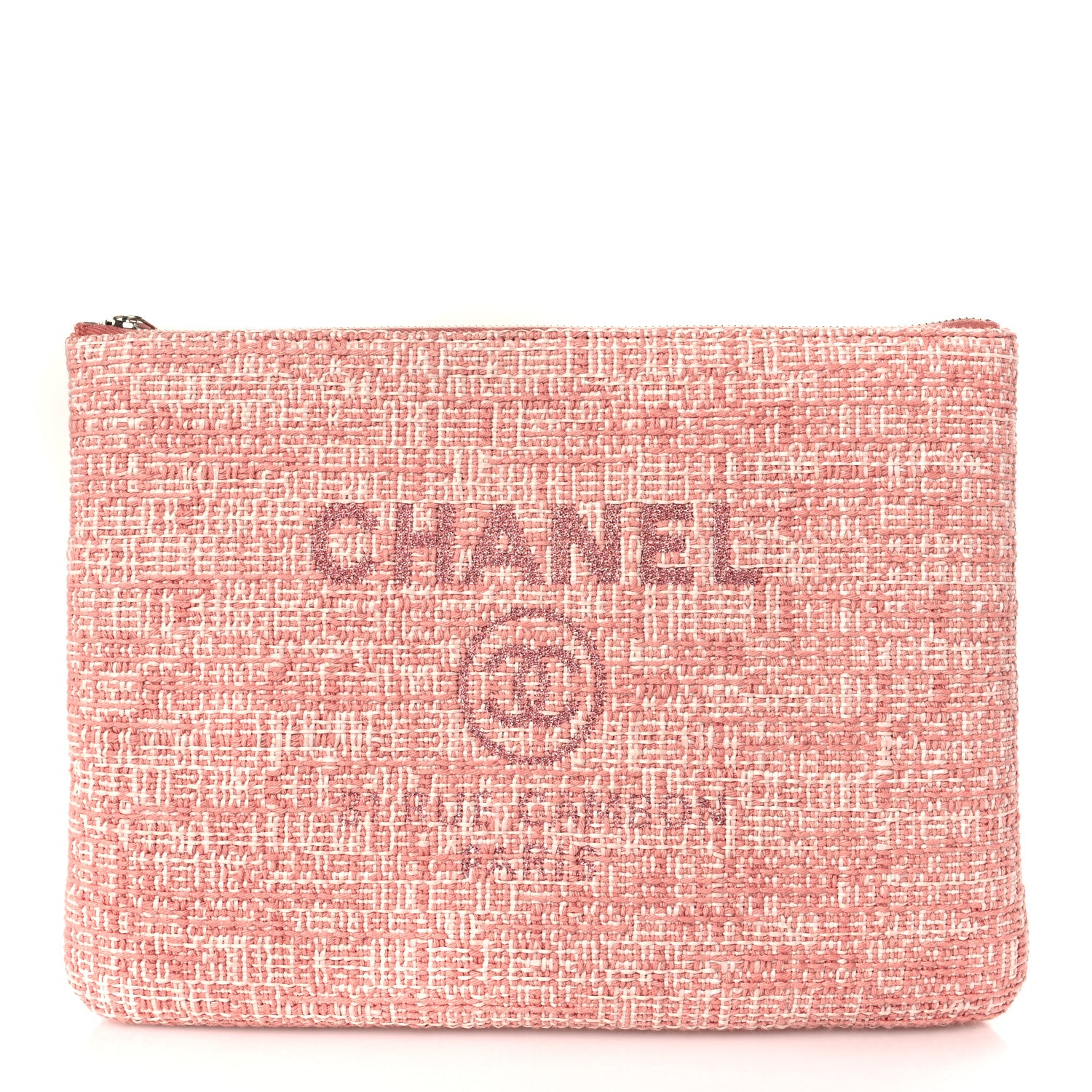 Chanel Canvas Medium Deauville Pouch Pink 1 of 10