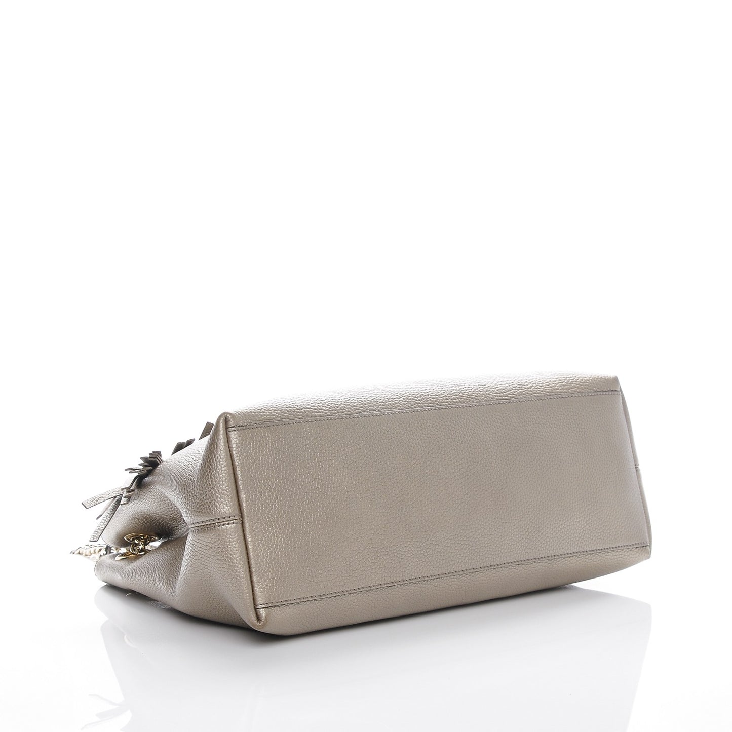 Metallic Pebbled Calfskin Medium Soho Chain Shoulder Bag Golden Beige