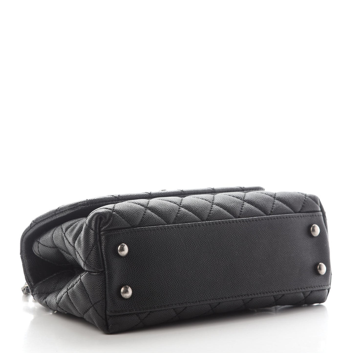 Caviar Lizard Embossed Quilted Mini Coco Handle Flap Black