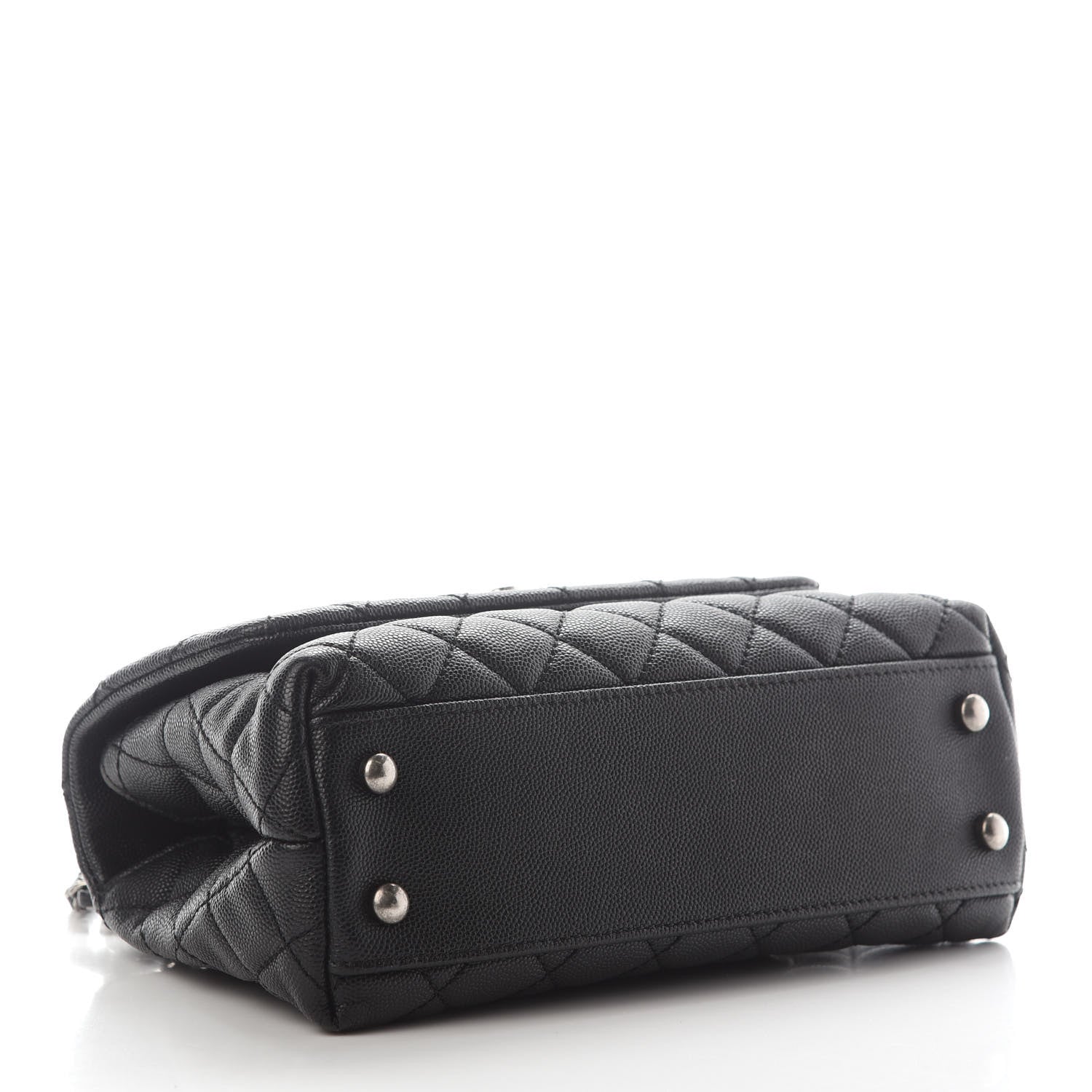 Chanel Caviar Lizard Embossed Quilted Mini Coco Handle Flap Black 3 of 9