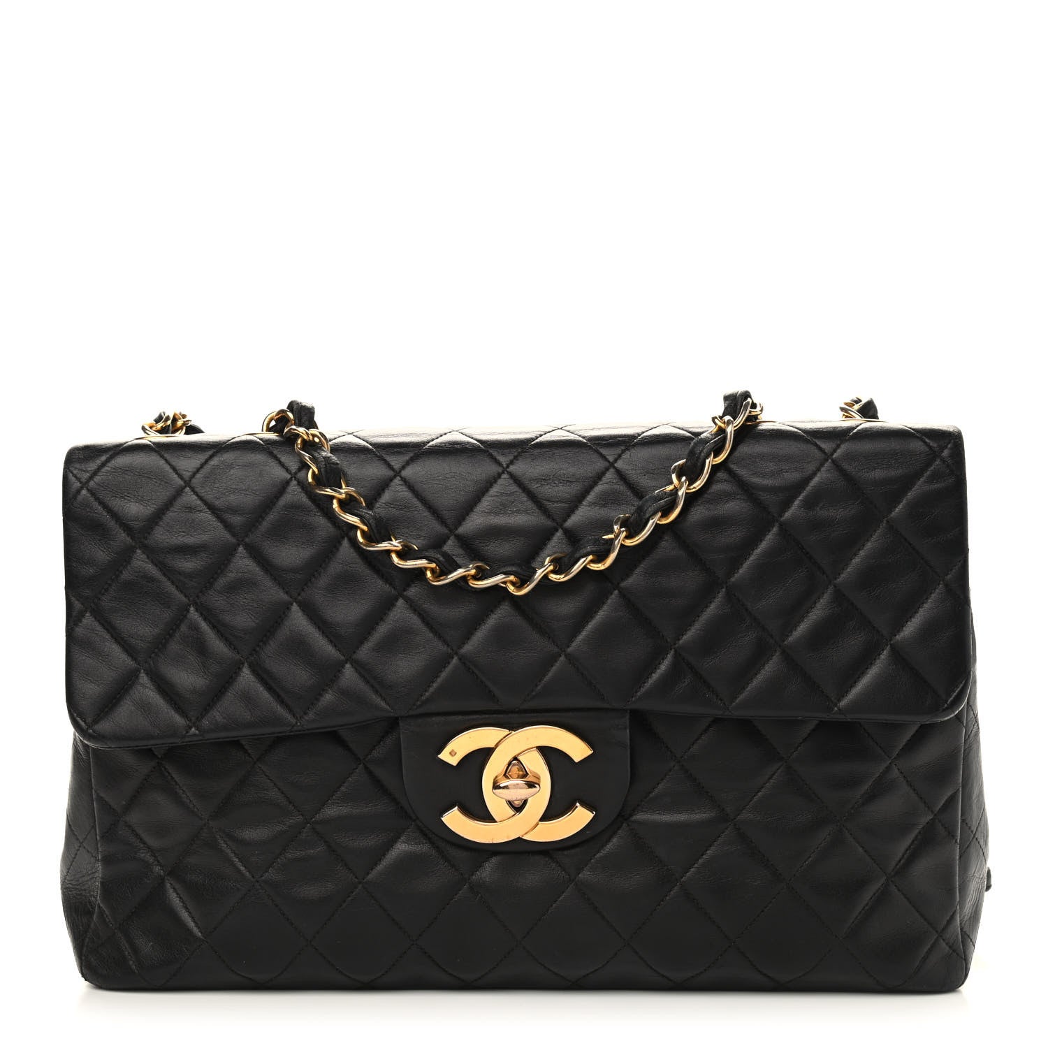 Chanel Lambskin Quilted XL Jumbo Single Flap Black 1 of 14