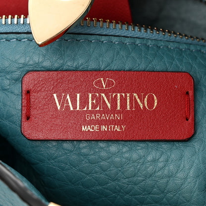 Valentino Garavani Pebbled Calfskin Mini Rockstud Flip-Lock Messenger Bag Atlantique 6 of 9