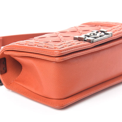 Chanel Caviar Stitched Small Boy Flap Dark Orange 8 of 9