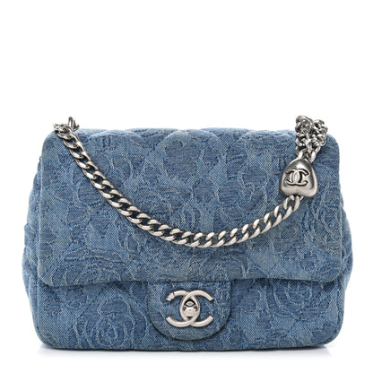 Chanel Denim Quilted Camellia Sweetheart Mini Flap Blue 1 of 10