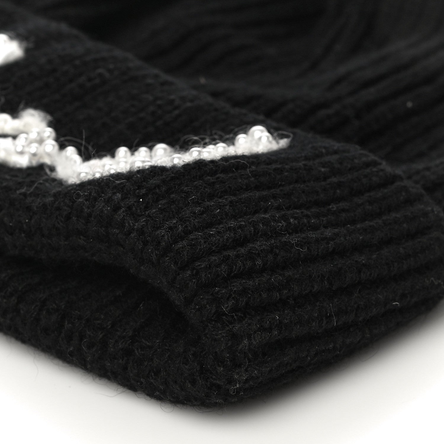 Chanel Cashmere Logo Beanie Hat Black White 7 of 7
