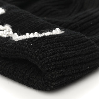 Chanel Cashmere Logo Beanie Hat Black White 7 of 7