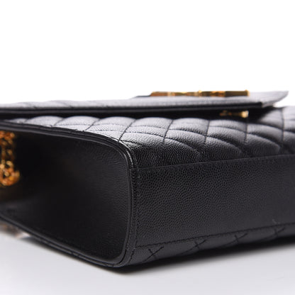 Saint Laurent Grain De Poudre Textured Mixed Matelasse Triquilt Medium Monogram Satchel Black 8 of 9