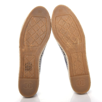 Chanel Lambskin CC Espadrilles 39 Navy Black 6 of 12