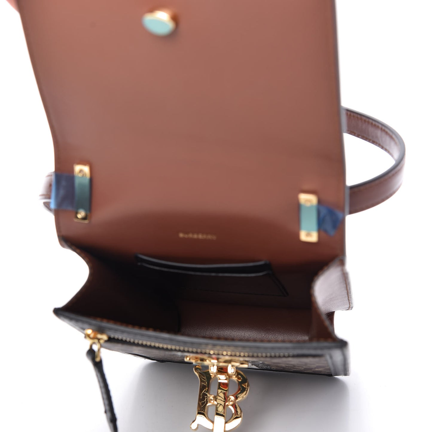 E-Canvas Monogram Stripe Robin Bag Bridle Brown