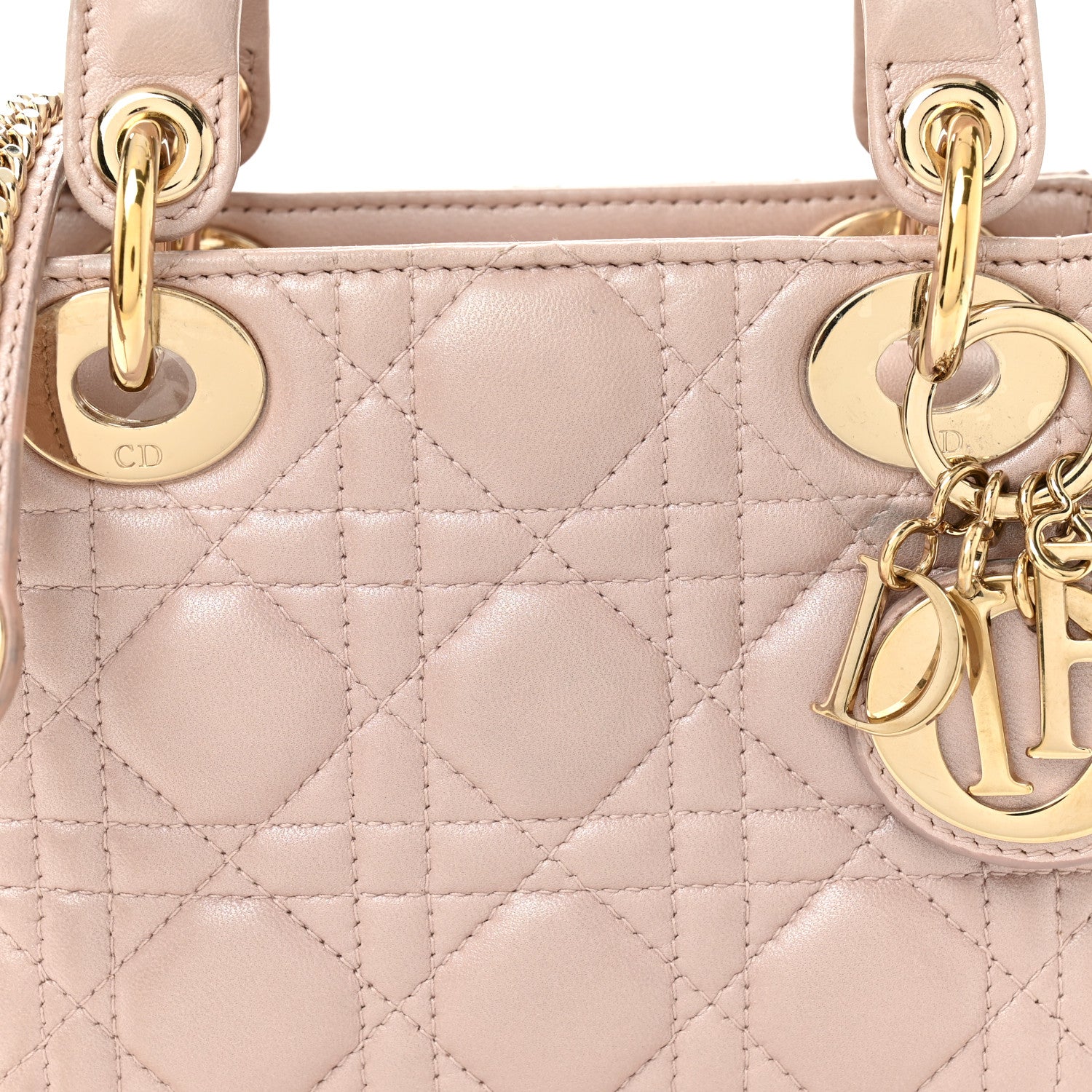 Christian Dior Metallic Lambskin Cannage Mini Lady Dior Lotus 8 of 10