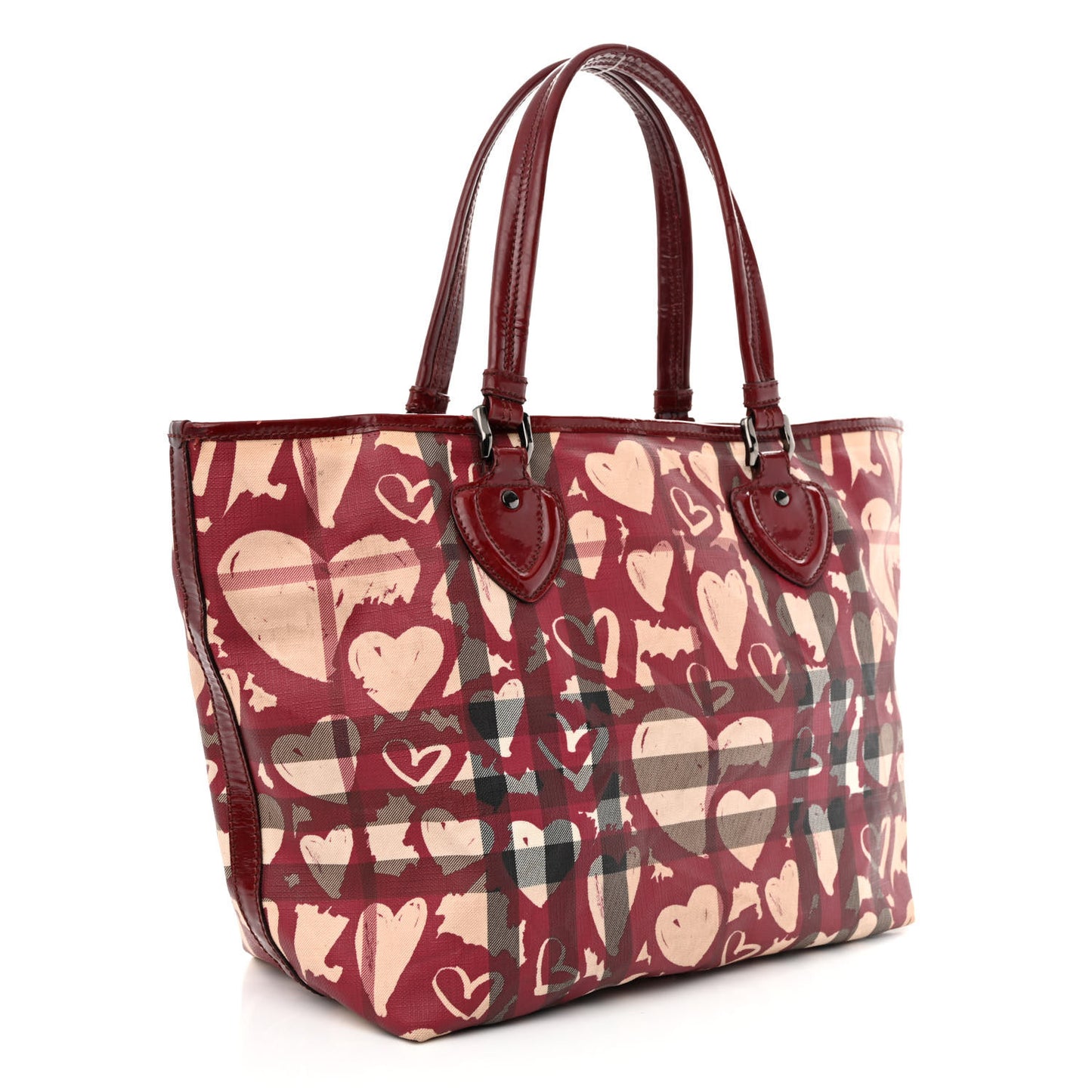 Nova Check Heart Tote Red