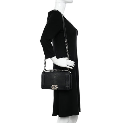 Chanel Galuchat Stingray Medium Boy Flap Black 2 of 12