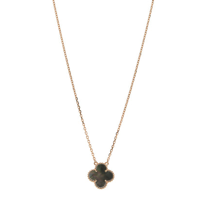 Van Cleef & Arpels 18K Rose Gold Gray Mother of Pearl Vintage Alhambra Pendant Necklace 1 of 8