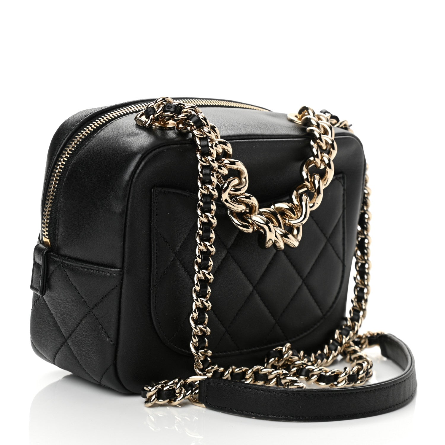 Chanel Lambskin Quilted Studded Quilted Vanity Case With Chain Black 3 of 10