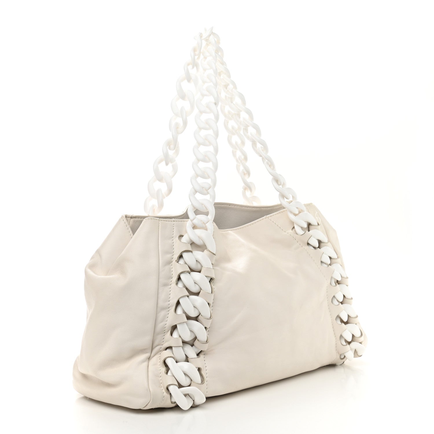 Chanel Calfskin Modern Chain Rhodoid East West Tote White 4 of 10