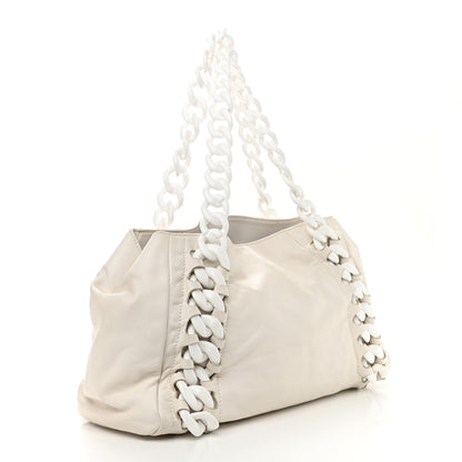 Chanel Calfskin Modern Chain Rhodoid East West Tote White 4 of 10