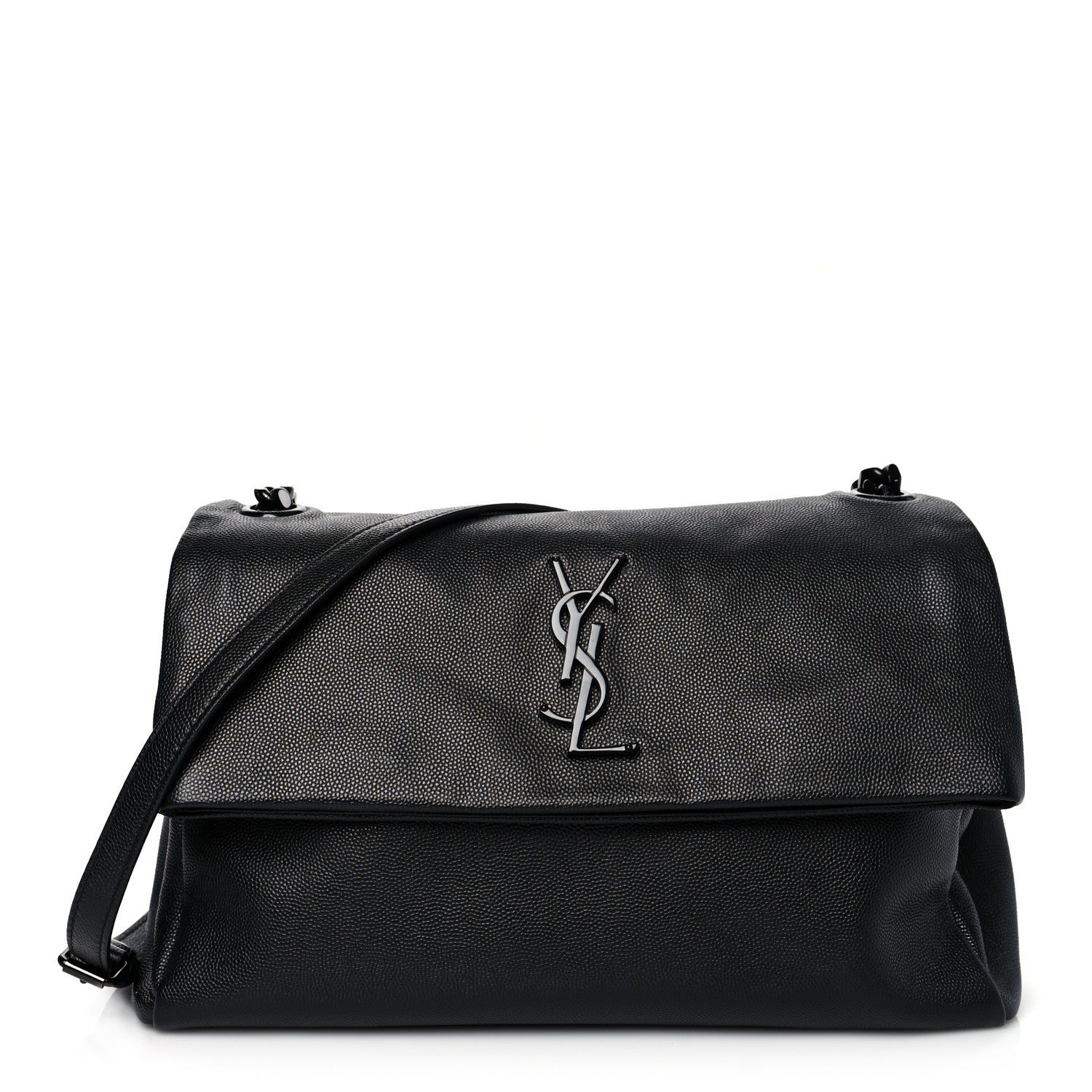 Saint Laurent Grain De Poudre Medium West Hollywood Monogram Fold-Over Black 1 of 10